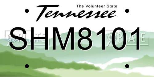 SHM8101 Tennessee License Plate