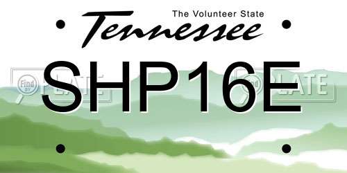 SHP16E Tennessee License Plate