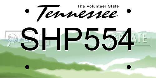 SHP554 Tennessee License Plate