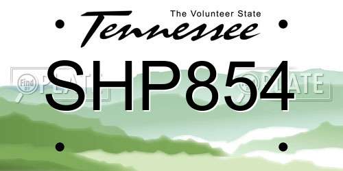 SHP854 Tennessee License Plate