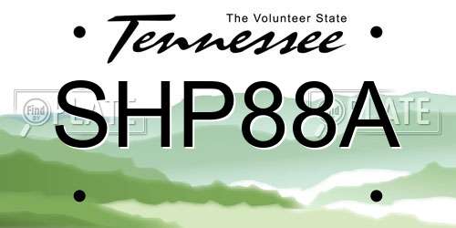 SHP88A Tennessee License Plate