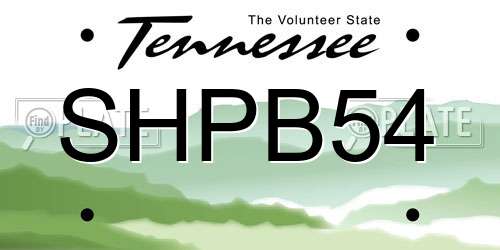 SHPB54 Tennessee License Plate