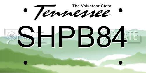 SHPB84 Tennessee License Plate