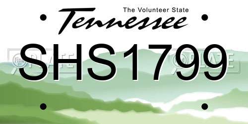 SHS1799 Tennessee License Plate
