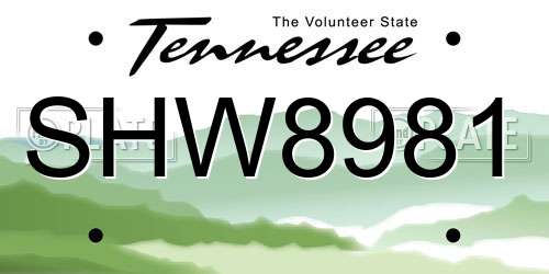 SHW8981 Tennessee License Plate