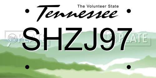 SHZJ97 Tennessee License Plate