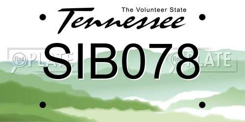 SIB078 Tennessee License Plate