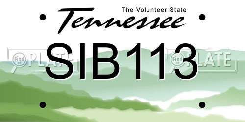 SIB113 Tennessee License Plate