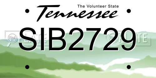 SIB2729 Tennessee License Plate