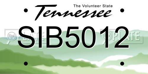 SIB5012 Tennessee License Plate
