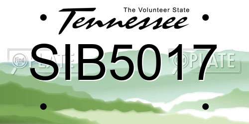 SIB5017 Tennessee License Plate
