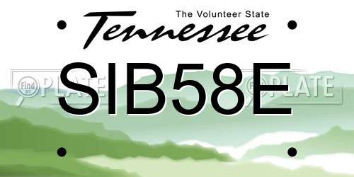SIB58E Tennessee License Plate