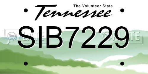 SIB7229 Tennessee License Plate