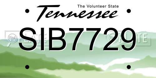 SIB7729 Tennessee License Plate