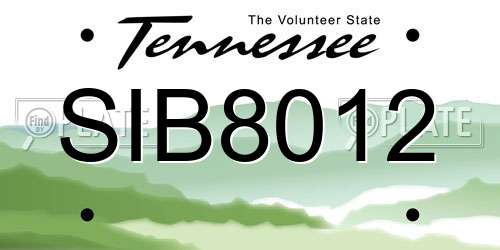 SIB8012 Tennessee License Plate