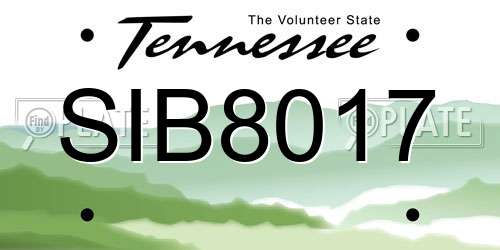 SIB8017 Tennessee License Plate