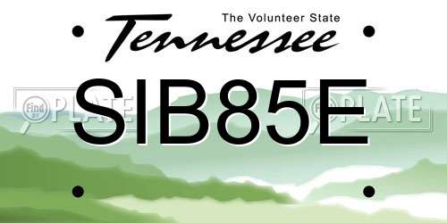SIB85E Tennessee License Plate