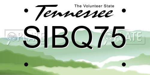 SIBQ75 Tennessee License Plate