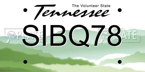 SIBQ78 Tennessee License Plate