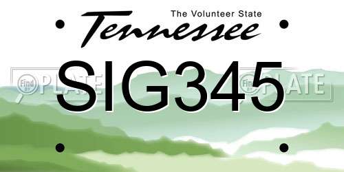 SIG345 Tennessee License Plate