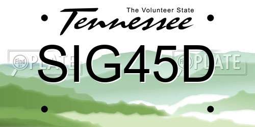 SIG45D Tennessee License Plate