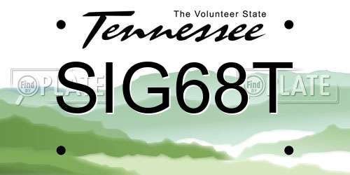 SIG68T Tennessee License Plate