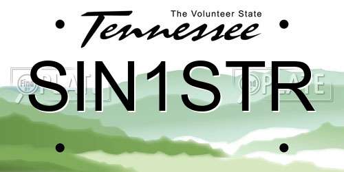 SIN1STR Tennessee License Plate
