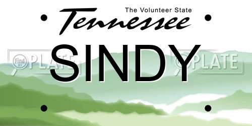 SINDY Tennessee License Plate