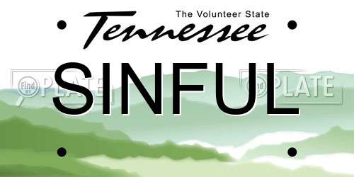 SINFUL Tennessee License Plate