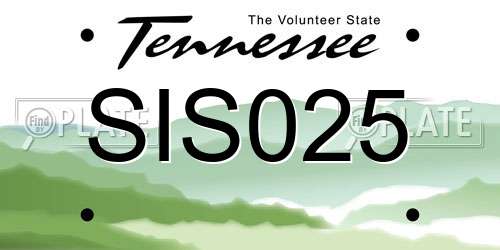 SIS025 Tennessee License Plate