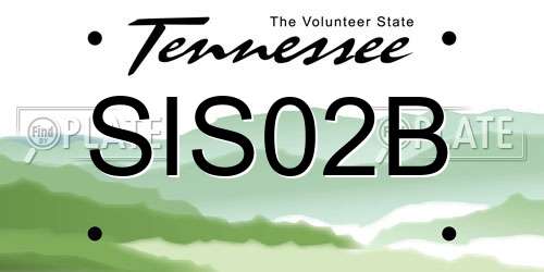 SIS02B Tennessee License Plate