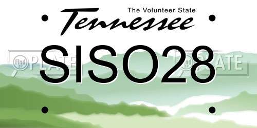 SISO28 Tennessee License Plate
