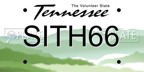 SITH66 Tennessee License Plate