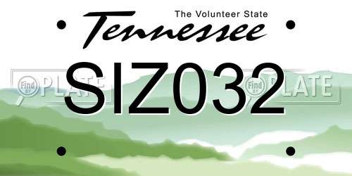 SIZ032 Tennessee License Plate