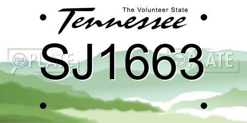 SJ1663 Tennessee License Plate
