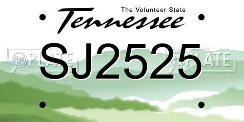 SJ2525 Tennessee License Plate