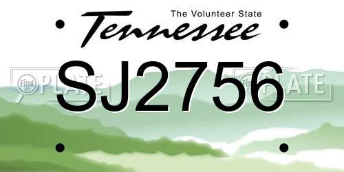 SJ2756 Tennessee License Plate