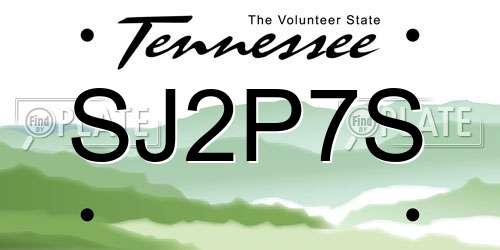 SJ2P7S Tennessee License Plate