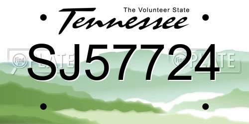 SJ57724 Tennessee License Plate