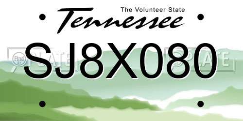 SJ8X080 Tennessee License Plate