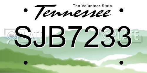 SJB7233 Tennessee License Plate