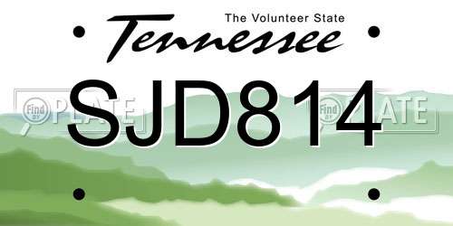 SJD814 Tennessee License Plate
