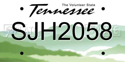 SJH2058 Tennessee License Plate