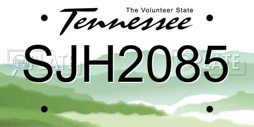 SJH2085 Tennessee License Plate