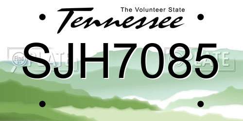 SJH7085 Tennessee License Plate