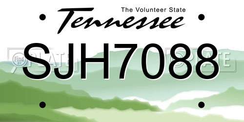 SJH7088 Tennessee License Plate