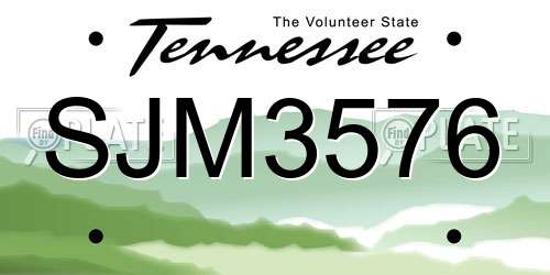 SJM3576 Tennessee License Plate