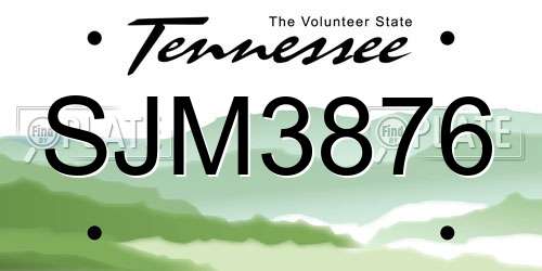 SJM3876 Tennessee License Plate