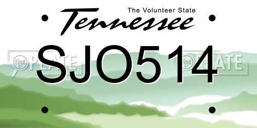SJO514 Tennessee License Plate