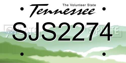 SJS2274 Tennessee License Plate